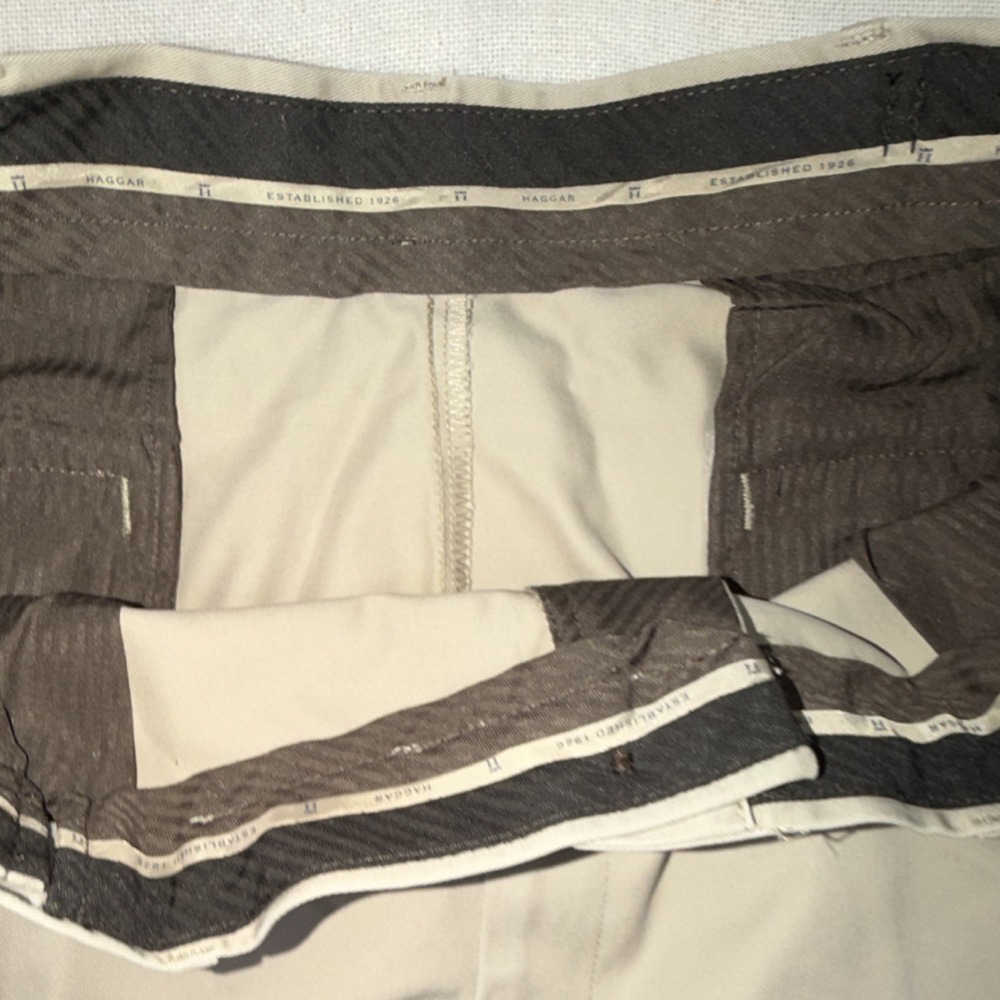 Haggar Heritage Collection No Iron Khaki Pants Straight Fit Beige 36 Cotton - Picture 2 of 11